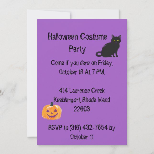 Lila Halloween-Party Save the Date-Karte Date (Vorderseite)