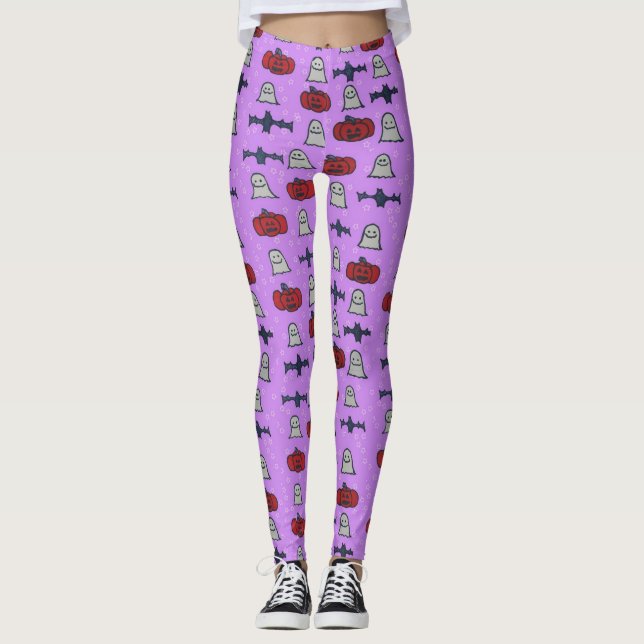 Lila Halloween-Spaß Leggings (Vorderseite)