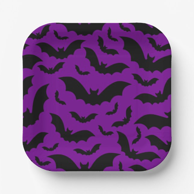 lila Halloween Vampir Fledermäuse gothic Pappteller (Vorderseite)