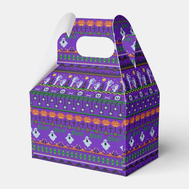 Lila Halloween-Vorräte aus Strickmuster Geschenkschachtel (Vorderseite)