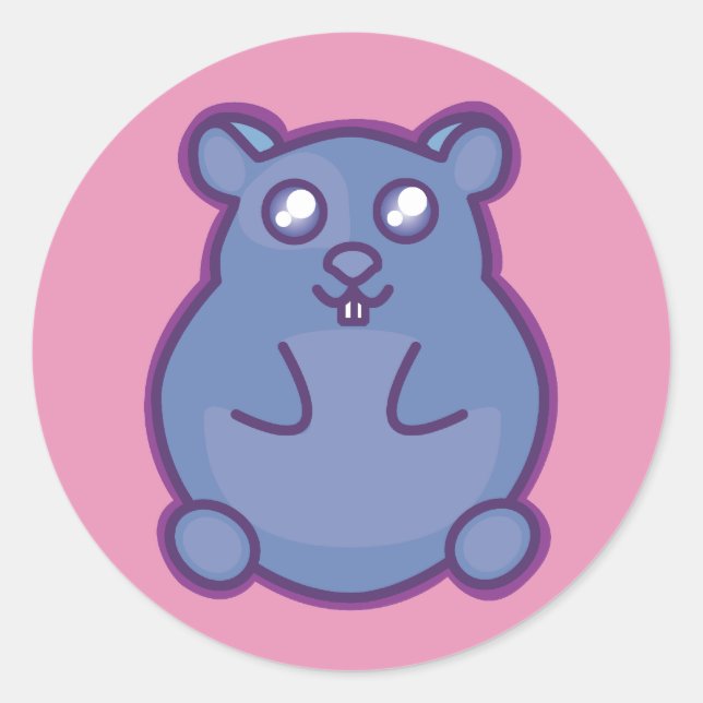 Lila Hamster Runder Aufkleber (Vorderseite)