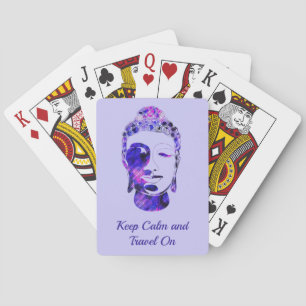 Lila Hand gezeichnete motivierend Buddha-Silhouett Spielkarten