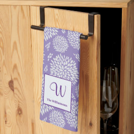 Lila handgezeichnet Blume Monogramm Geschirrtuch
