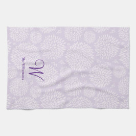Lila handgezeichnet Blume Monogramm Geschirrtuch