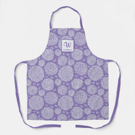 Lila handgezeichnet Blume Monogramm-Schürze Schürze