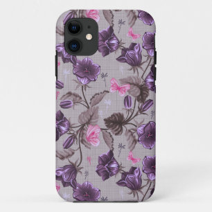 lila Handglocken und rosa Schmetterlinge Muster iPhone 11 Hülle