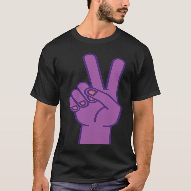 Lila Händlerfriedenszeichen für Liebe T-Shirt (Vorderseite)