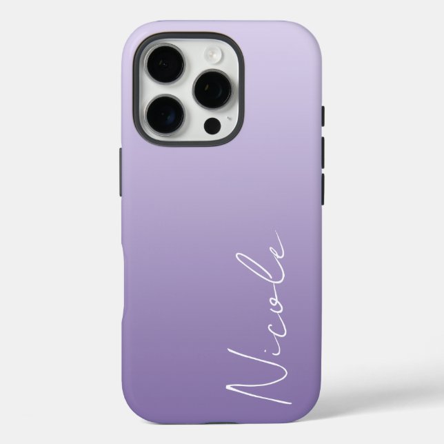 Lila Handschriftzeichen Personalisiert iPhone 16 Pro Hülle (Rückseite)
