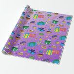 Lila Hanukkah-Muster Geschenkpapier<br><div class="desc">Lila Hanukkah-Musterpapier</div>