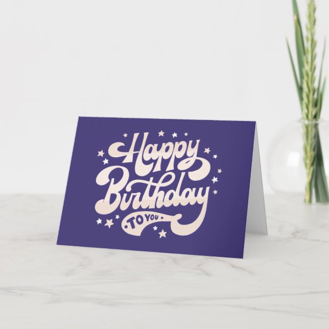 Lila Happy Birthday Card Karte (Vorderseite)