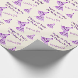 Lila Happy Birthday Girl - oder Name - Party Hats Geschenkpapier