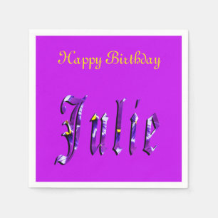 Lila Happy Birthday Julie Logo, Serviette