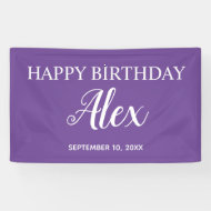 Lila Happy Birthday Party Name Banner