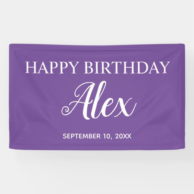 Lila Happy Birthday Party Name Banner (Horizontal)