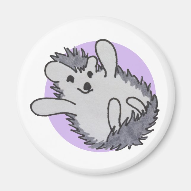 Lila Happy Niedlich Igel Magnet (Vorne)