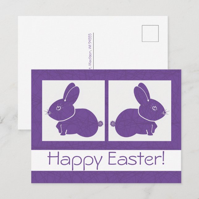 Lila Happy Ostersonne Postkarte (Vorne/Hinten)