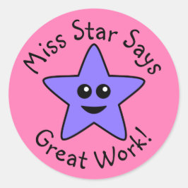 Lila Happy Star Great Work Stickers