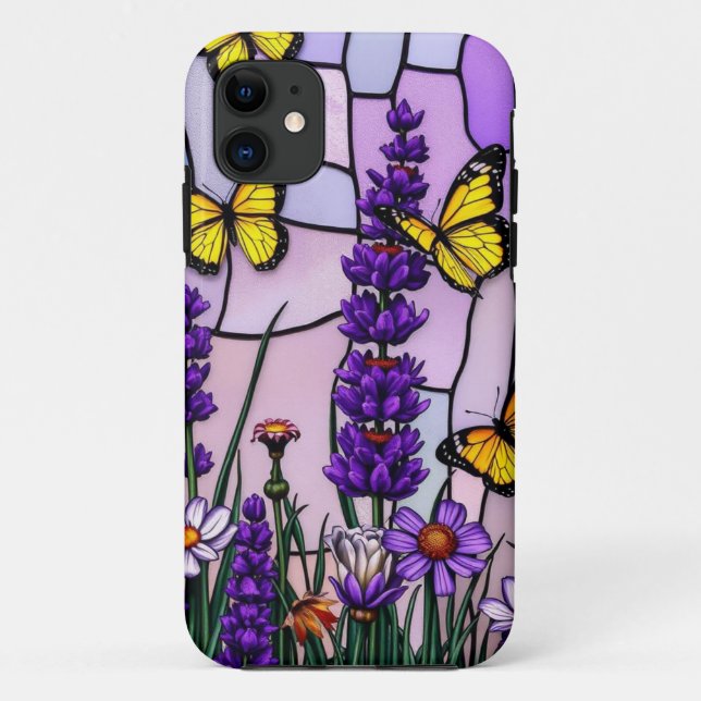 Lila Hartglas und Schmetterlinge Case-Mate iPhone Hülle (Rückseite)