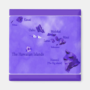 Lila Hawaiianische Inselkarte Magnet