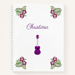 Lila hawaiianischer Hibiskus Blume Ukulele Music Notizbuch