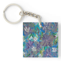 Lila Haze Floral Acrylic Square Schlüsselanhänger