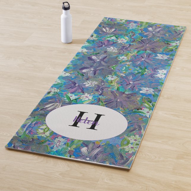 Lila Haze Floral Monogramm Yogamatte (Beispiel)