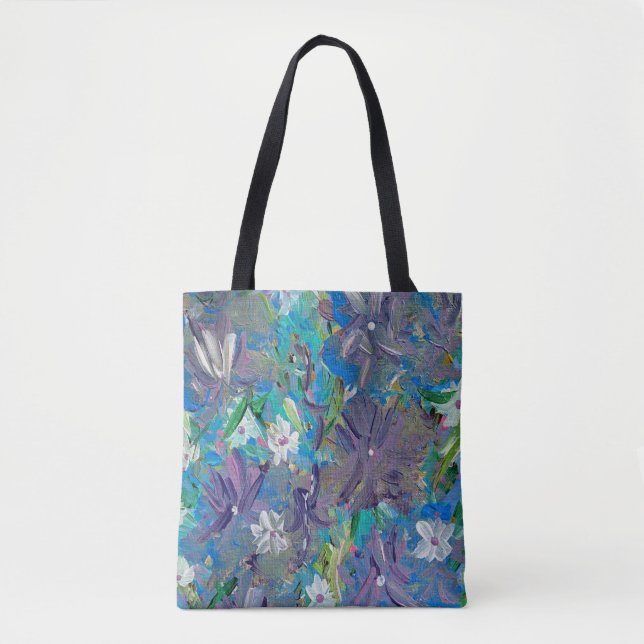 Lila Haze Floral Totbeutel Tasche (Vorderseite)