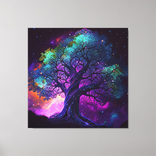 Lila Haze Galaxy Tree Leinwanddruck