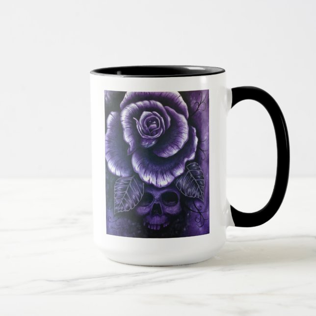 "Lila Haze" Zwei-Tone-Schädel und Rose-Tasse Tasse (Rechts)