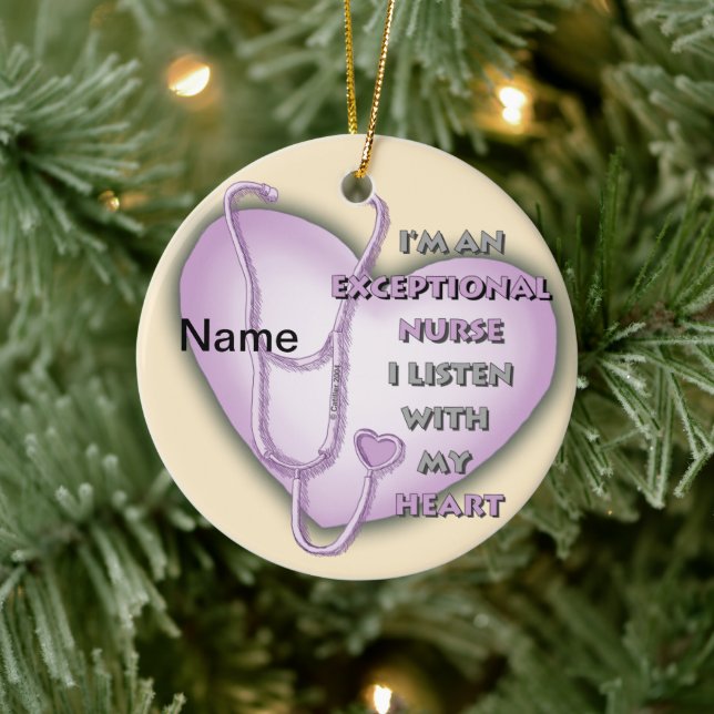 Lila Heart Ausnahmeschwester Keramik Ornament (Baum)