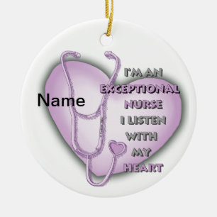 Lila Heart Ausnahmeschwester Keramik Ornament