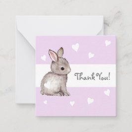 Lila Heart Bunny Baby Dusche Vielen Dank Anmerkung Mitteilungskarte