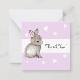 Lila Heart Bunny Baby Dusche Vielen Dank Anmerkung Mitteilungskarte