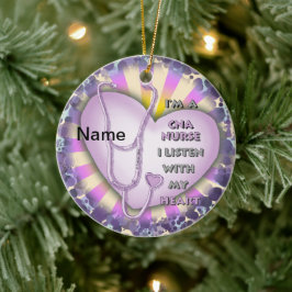 Lila Heart CNA Nurse Keramikornament