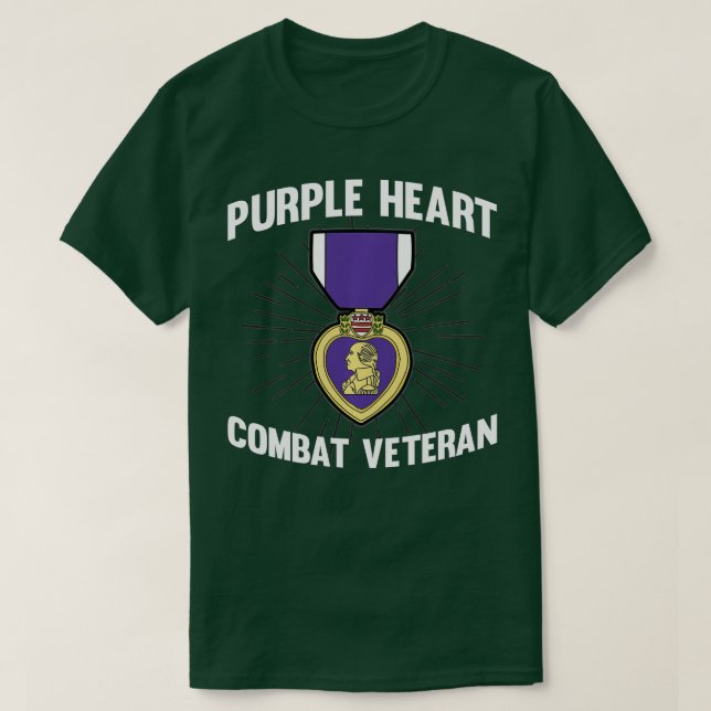 Lila Heart Combat Veteran Soldat  T-Shirt (Design vorne)