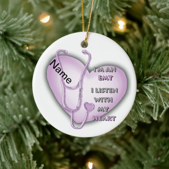 Lila Heart EMT Keramik Ornament (Baum)