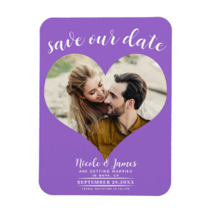 Lila Heart Foto Wedding Save the Date Magnet