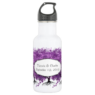 Lila Heart Leaf Tree Wedding Edelstahlflasche