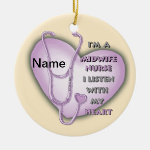 Lila Heart Midfrau Nurse Keramik Ornament