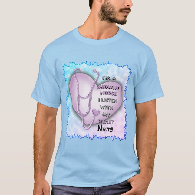 Lila Heart Midfrau Nurse T-Shirt (Vorderseite)