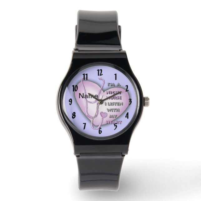 Lila Heart Night Nurse Armbanduhr (Vorderseite)