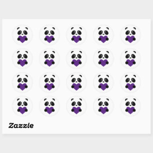 Lila Heart Panda Runder Aufkleber