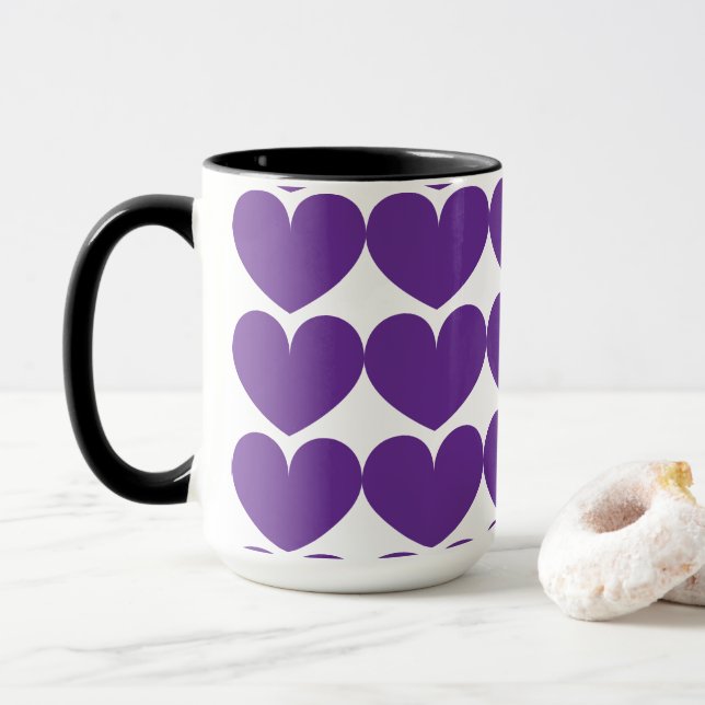 Lila Hearts Kaffee Tasse (Mit Donut)