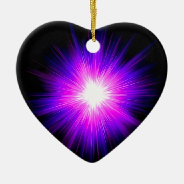Lila heilende Flamme Reiki göttliche Energie Keramik Ornament (Vorne)