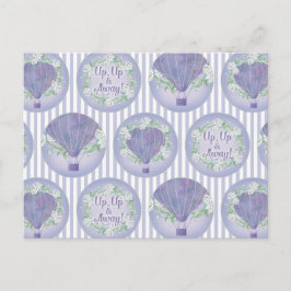 Lila Heißluftballon - Lilac Lavender Streifen Postkarte