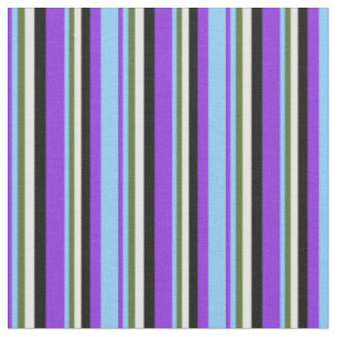 Lila, hell Blau, Grün, Minzcreme und Schwarz Stoff