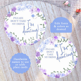 Lila, hellblaue Platzkarte Runder Pappuntersetzer