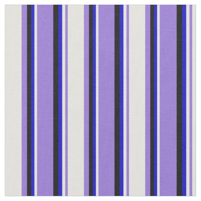 Lila, hellgelbe, blaue und schwarz gefärbte Linien Stoff (Nahaufnahme)