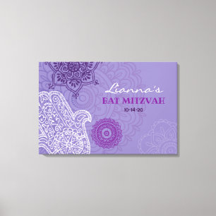 Lila Hemsa Bat Mitzvah Memory Sign-In Board Leinwanddruck