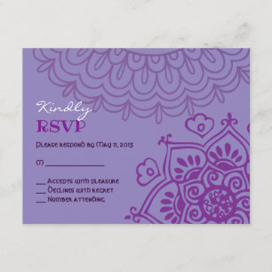 Lila HEMSA-HAND GOD Bat Mitzvah Reply Card RSVP Karte